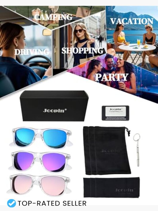 3 Pack Square Sunglasses Polarized UV Protection Trendy Shades for Men Women main image 4